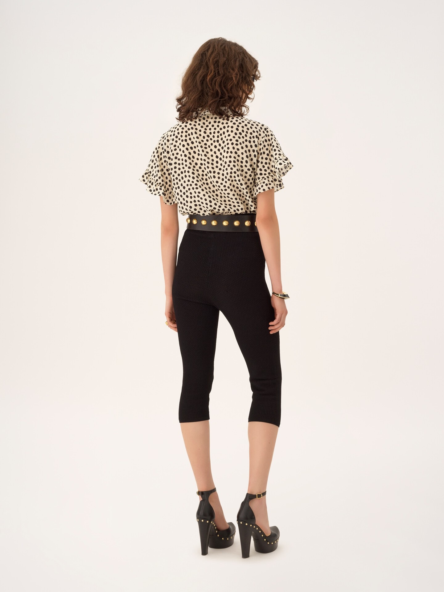 Short-sleeve ruffle top in cr&ecirc;pe de chine - 5
