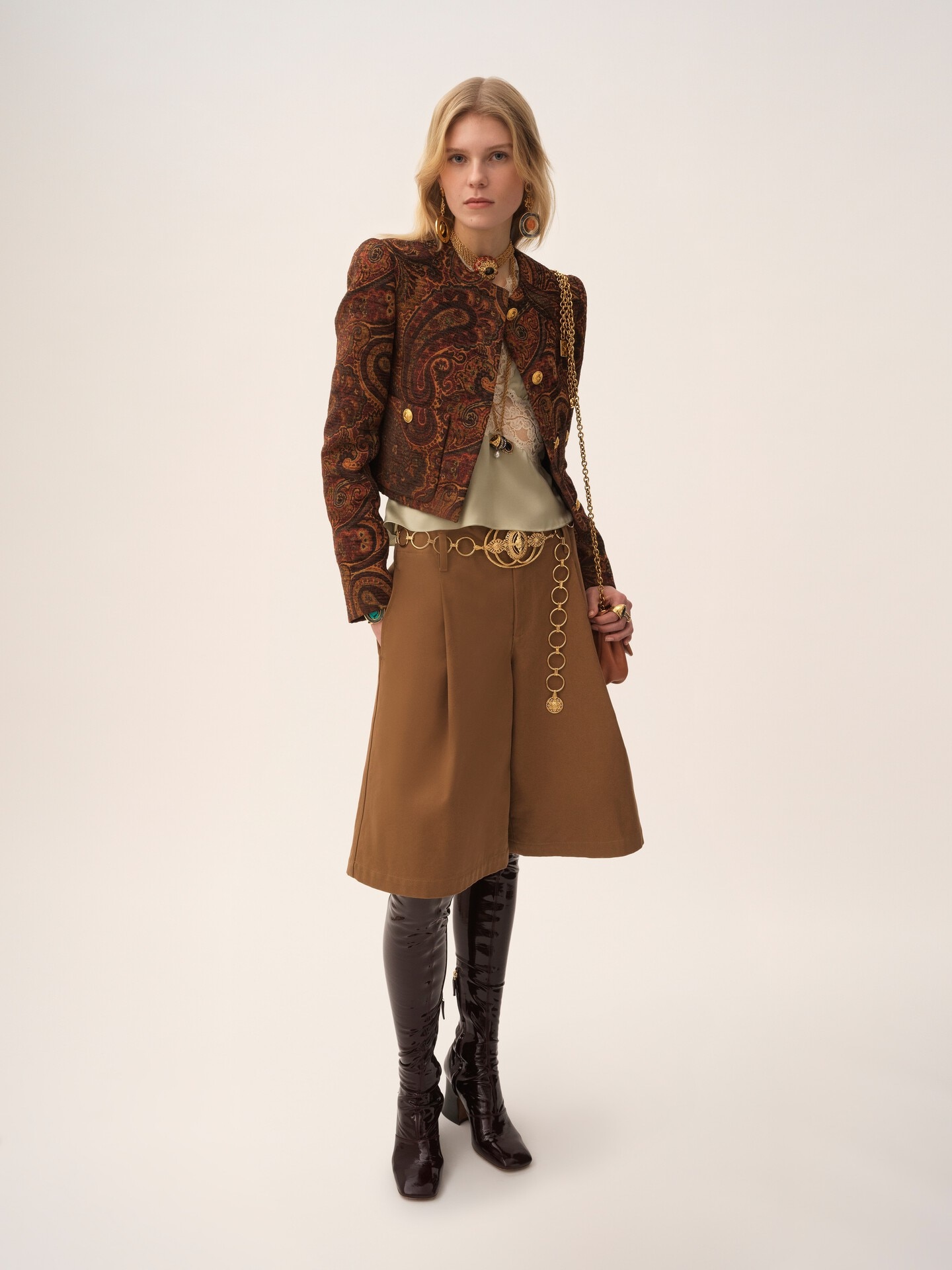 High-rise wide-leg bermuda shorts in cotton - 4