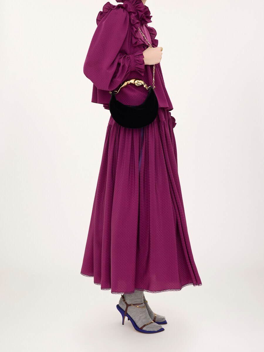 Small Chain Horse shoulder bag in velvet - 9