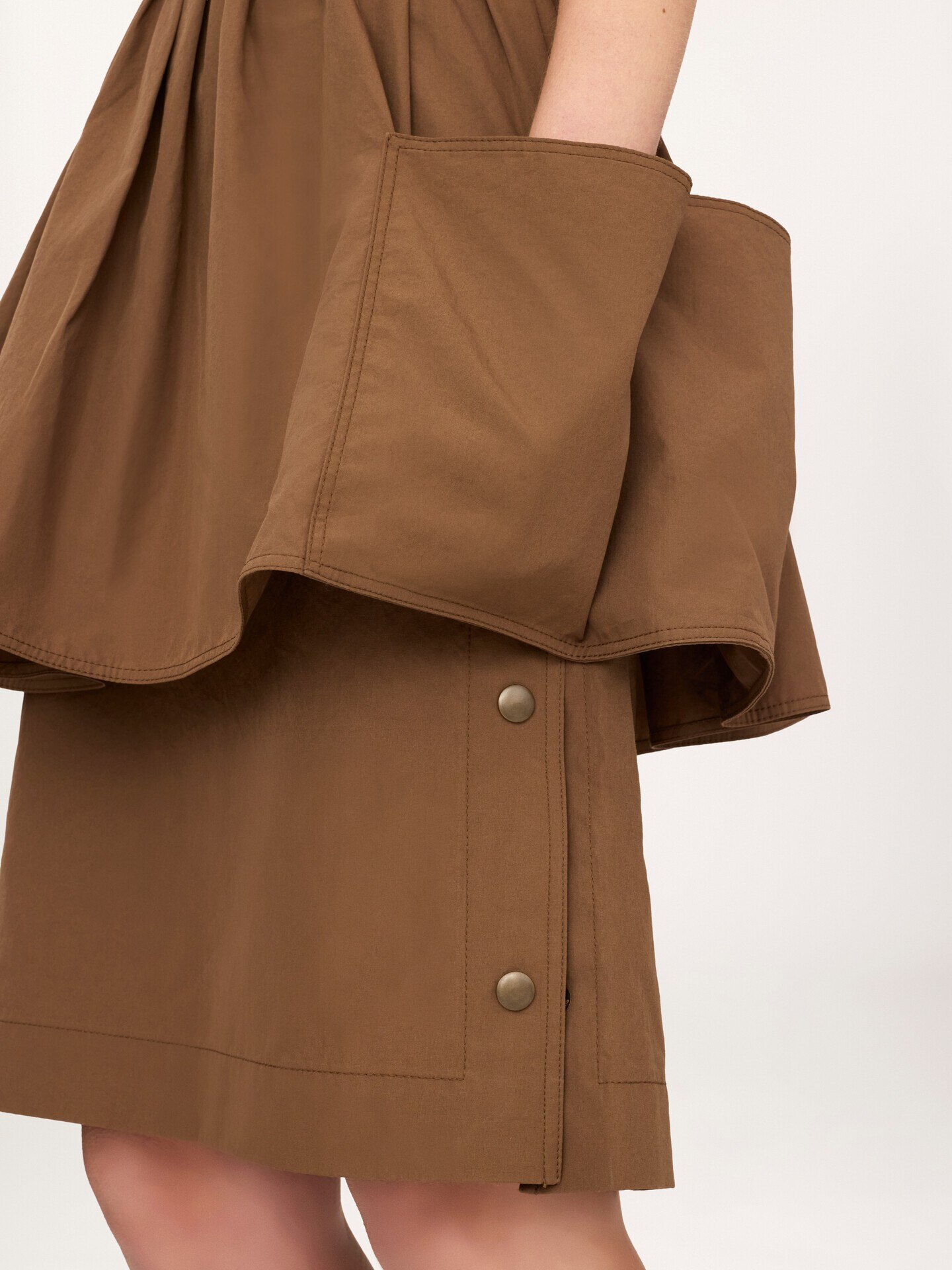 Layered knee-length skirt in cotton poplin - 6