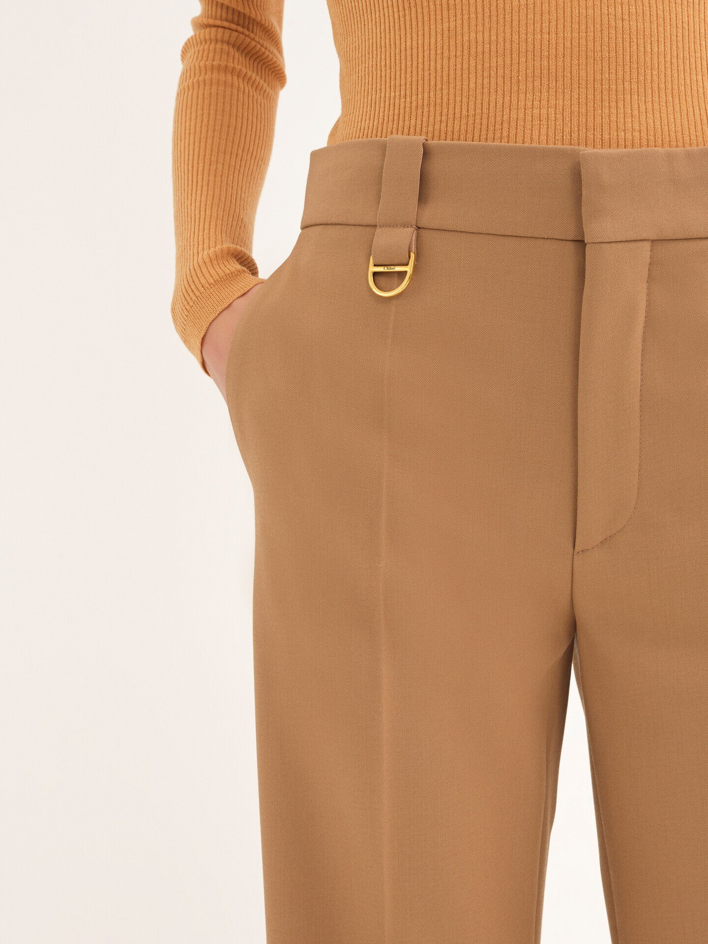 Cropped tailored pants in wool grain de poudre - 6