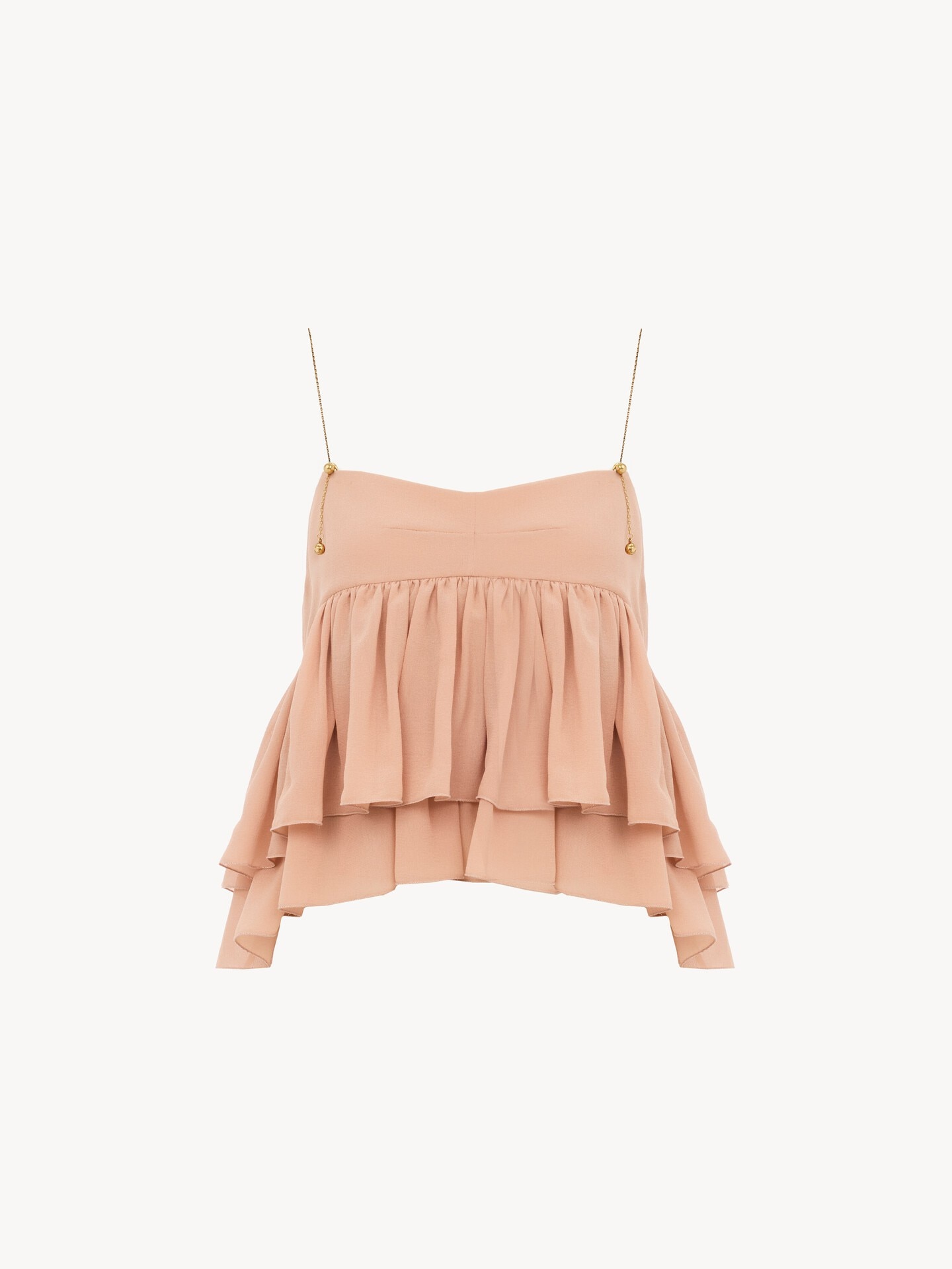 Sleeveless ruffled top in silk georgette - 1