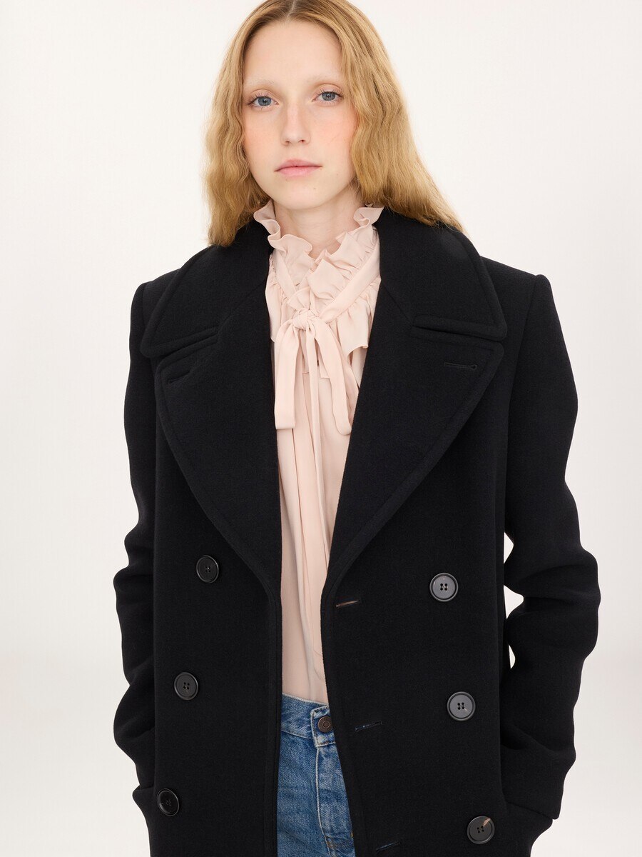 Long double-breasted coat in double-face wool - 9