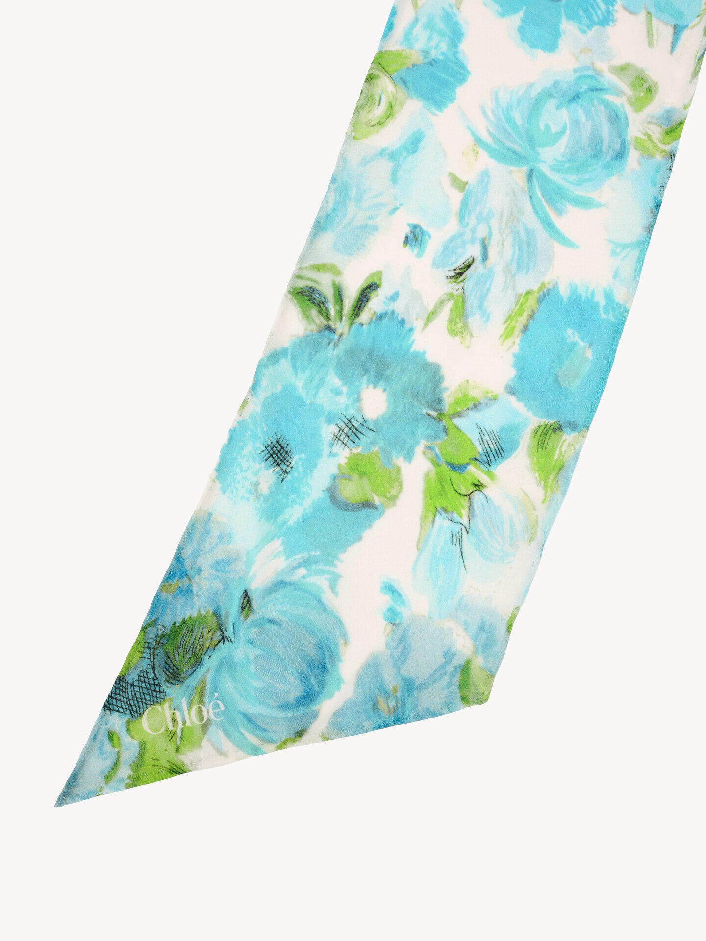 The Chlo&eacute; Wild Flowers bandeau scarf in silk georgette - 4