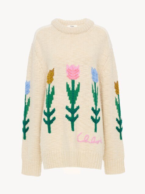 Oversized logo sweater in a wool knit