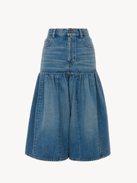 Shorts bermuda a palloncino con vita alta in denim
