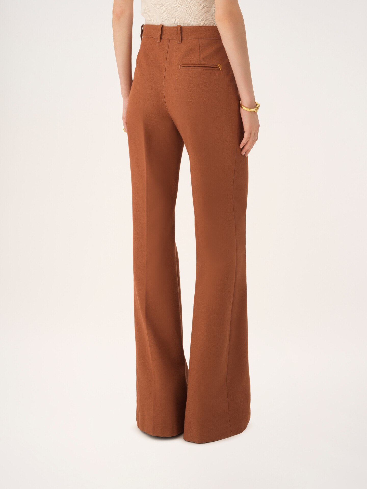 Pantalon &eacute;vas&eacute; taille haute en toile de coton - 5