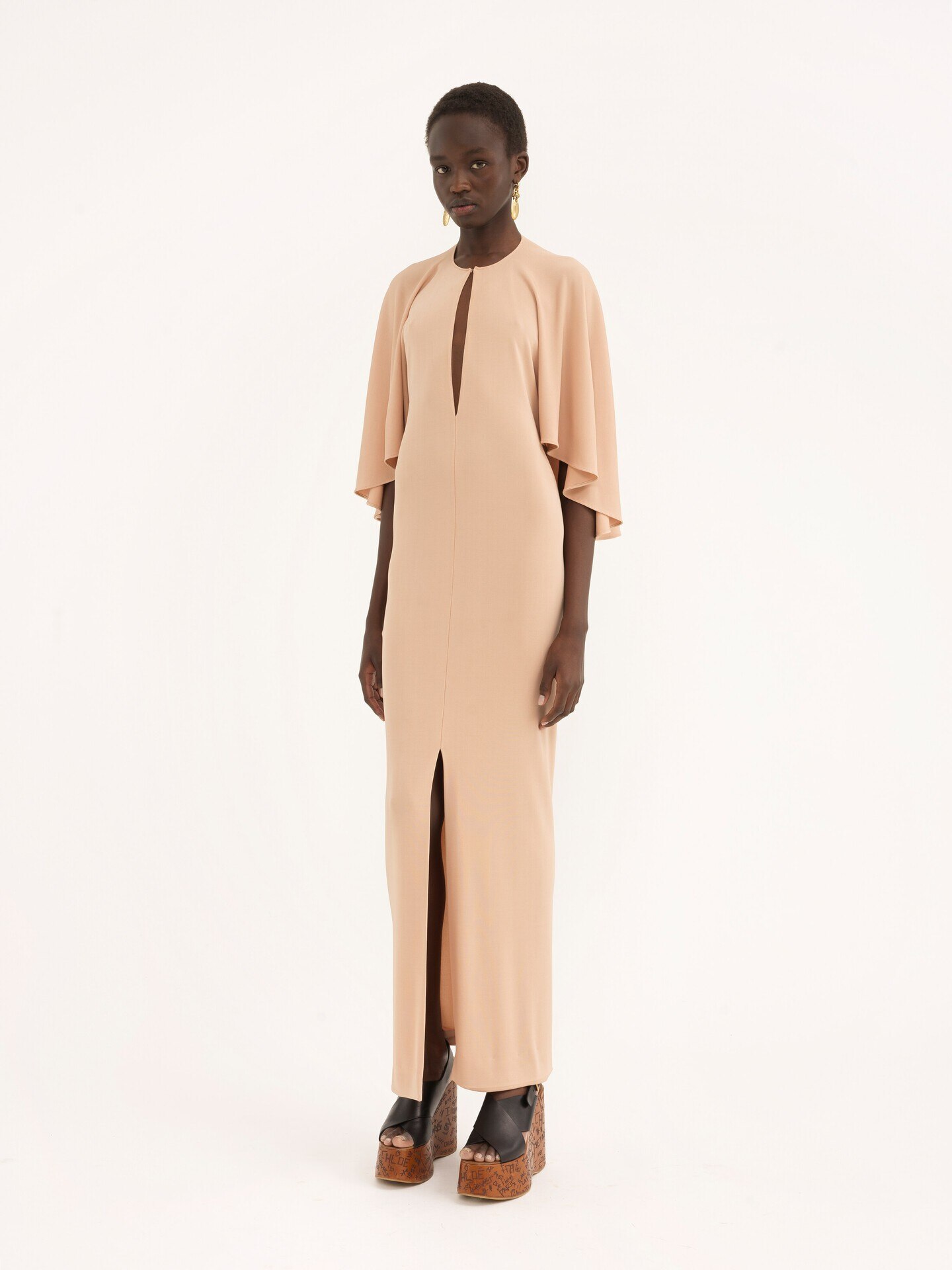 Long Cape Dress In Cr&ecirc;pe Jersey - 5