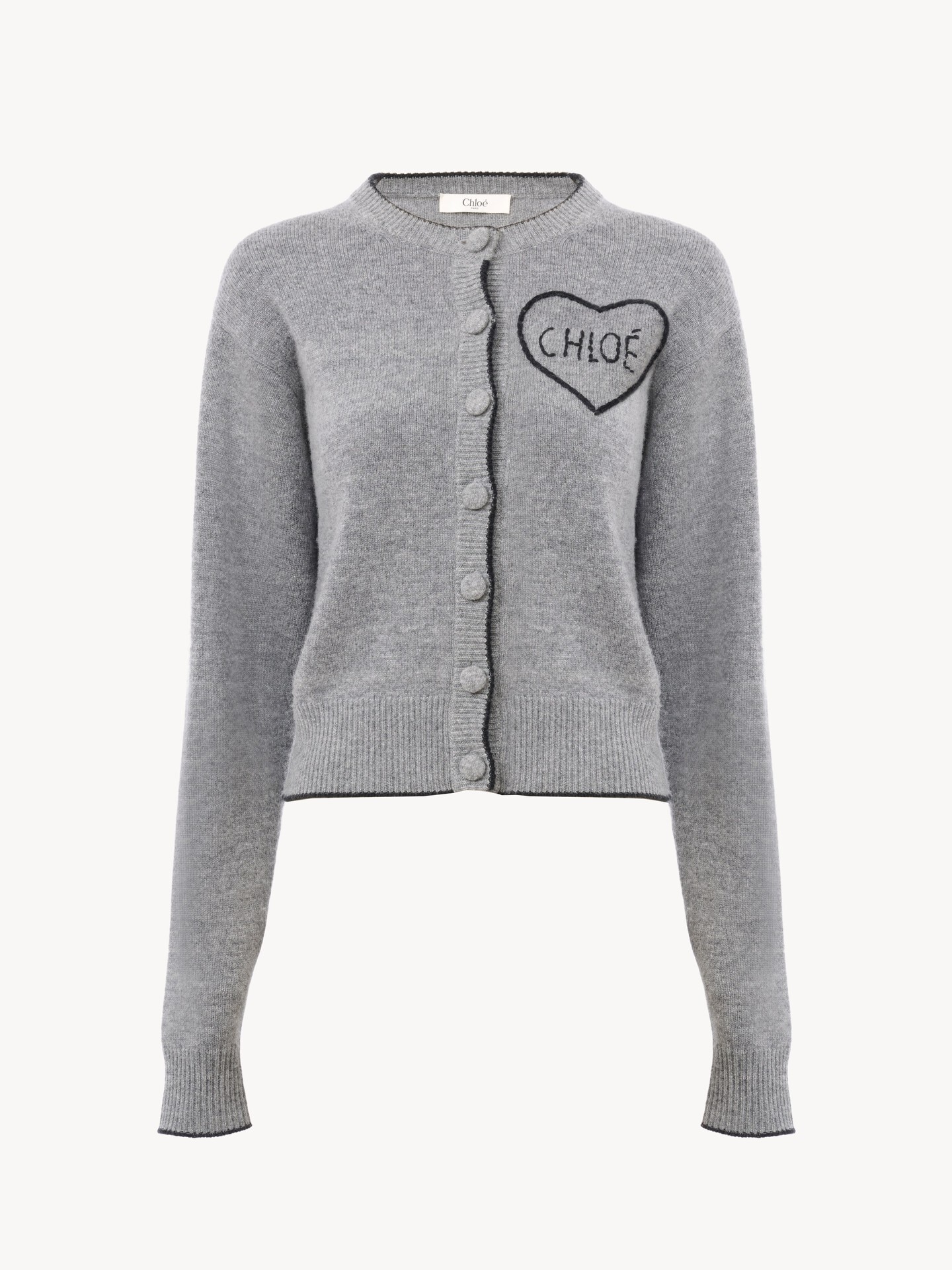 Cardigan ajust&eacute; en maille de laine et cachemire &agrave; logo - 2