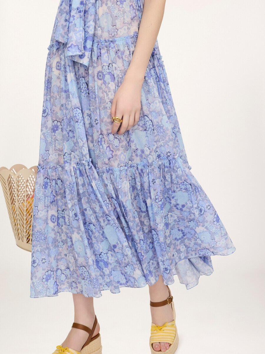 Tiered long dress in cotton voile - 7