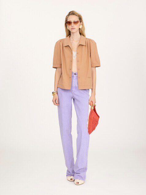 Chemise manches courtes en popeline de coton