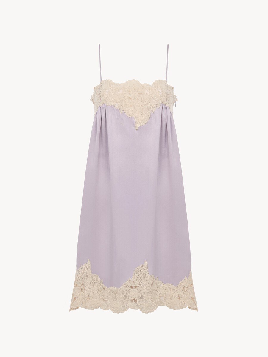 Thin-strap mini dress in washed silk satin - 2
