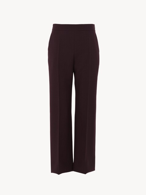 Straight cropped pants in wool cr&ecirc;pe