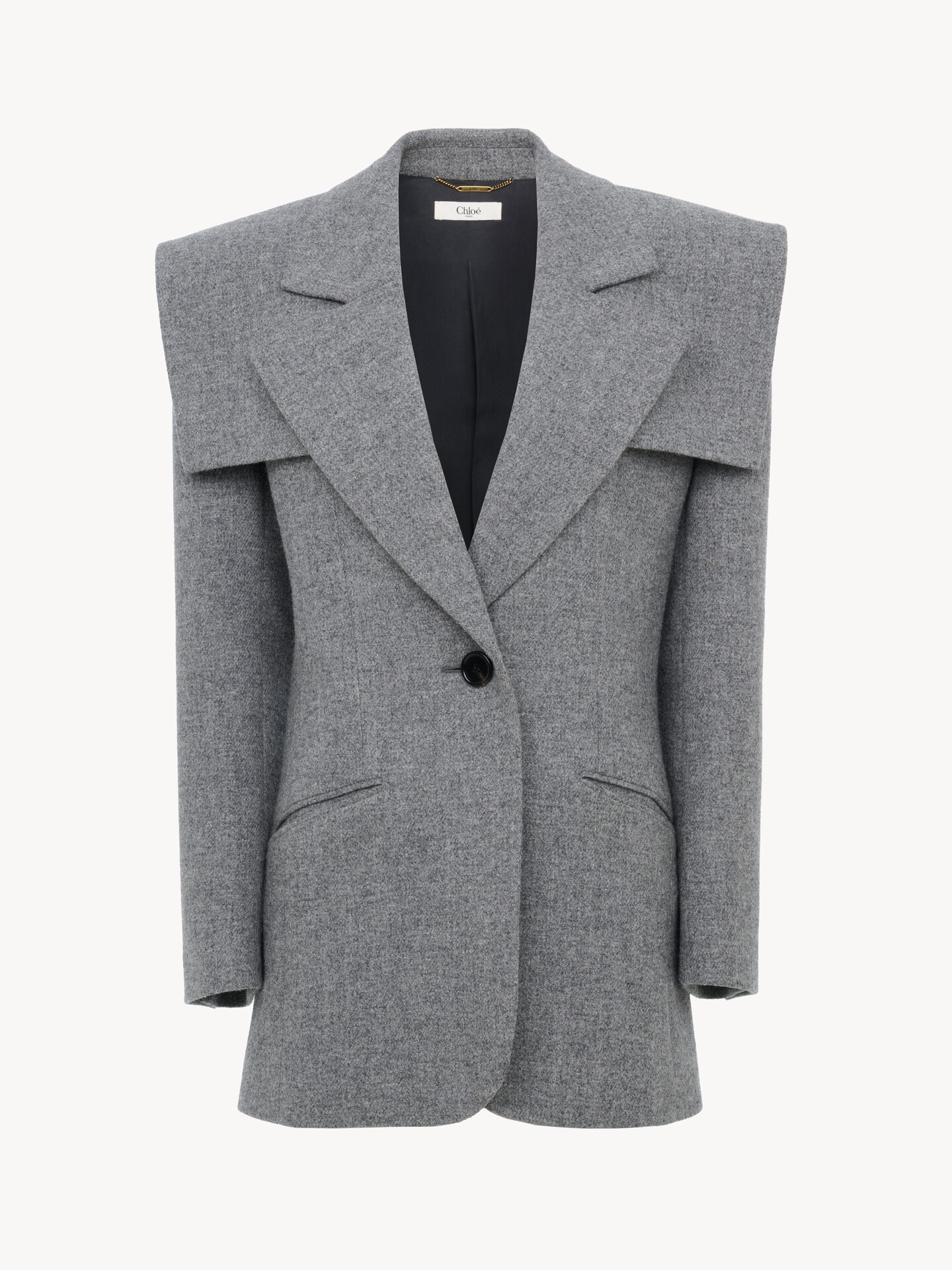 Single-breasted tailored jacket in chin&eacute; wool - 2.0