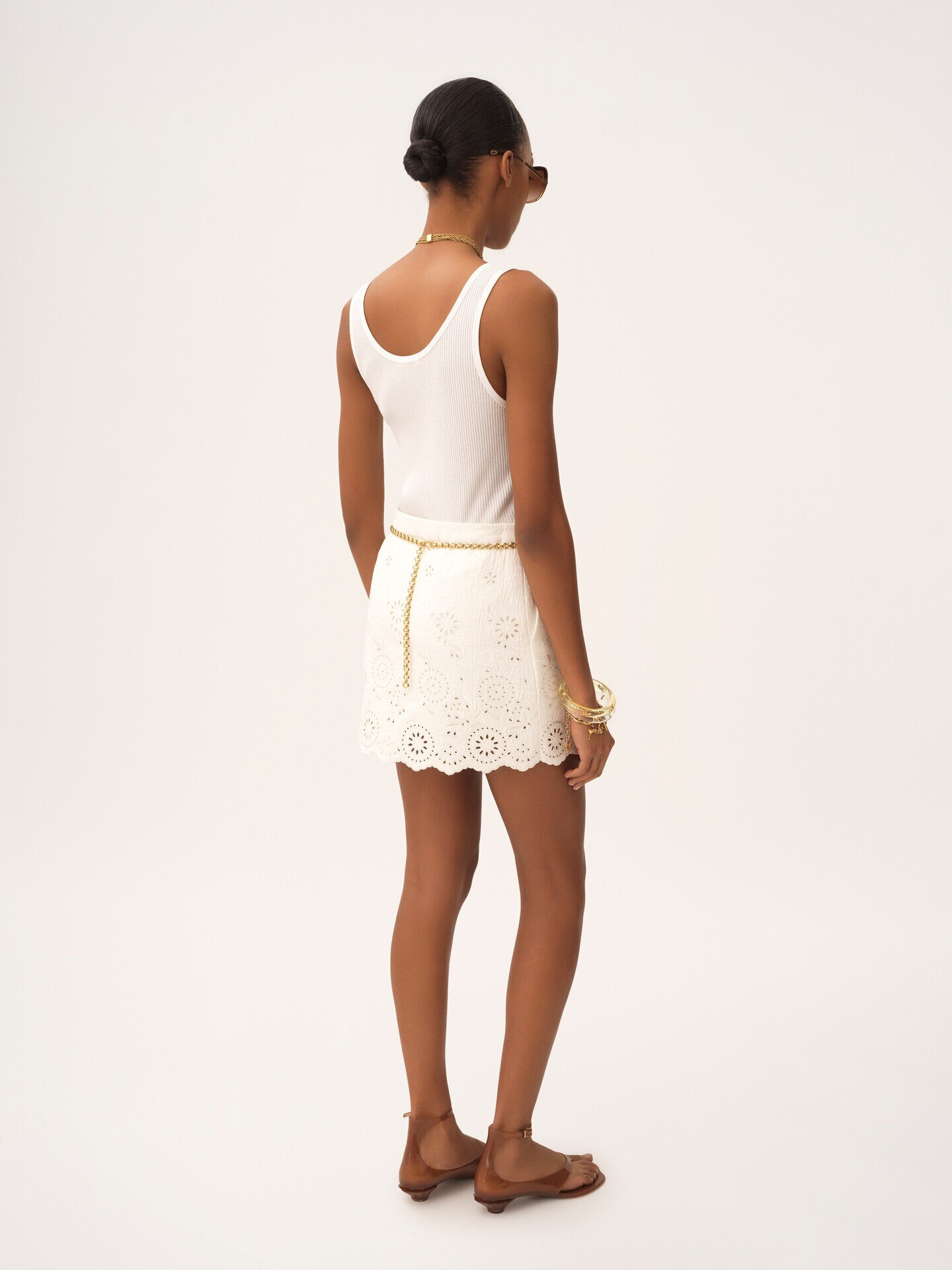 Scalloped mini skirt in a cotton mix - 5