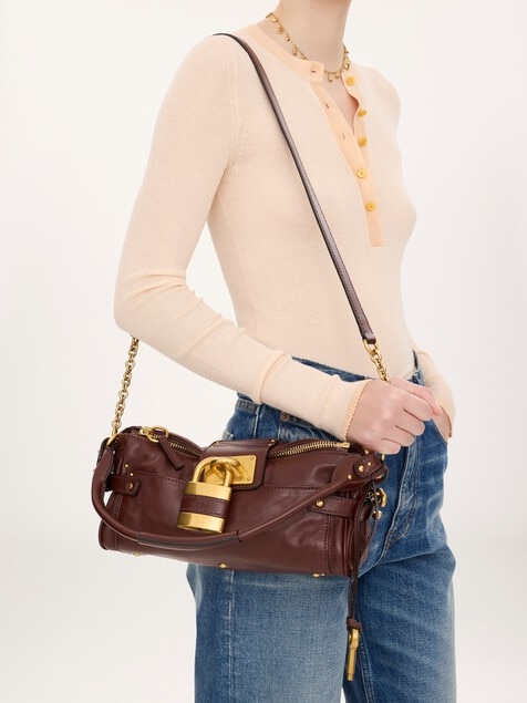 Small Paddington bag with strap in grained leather