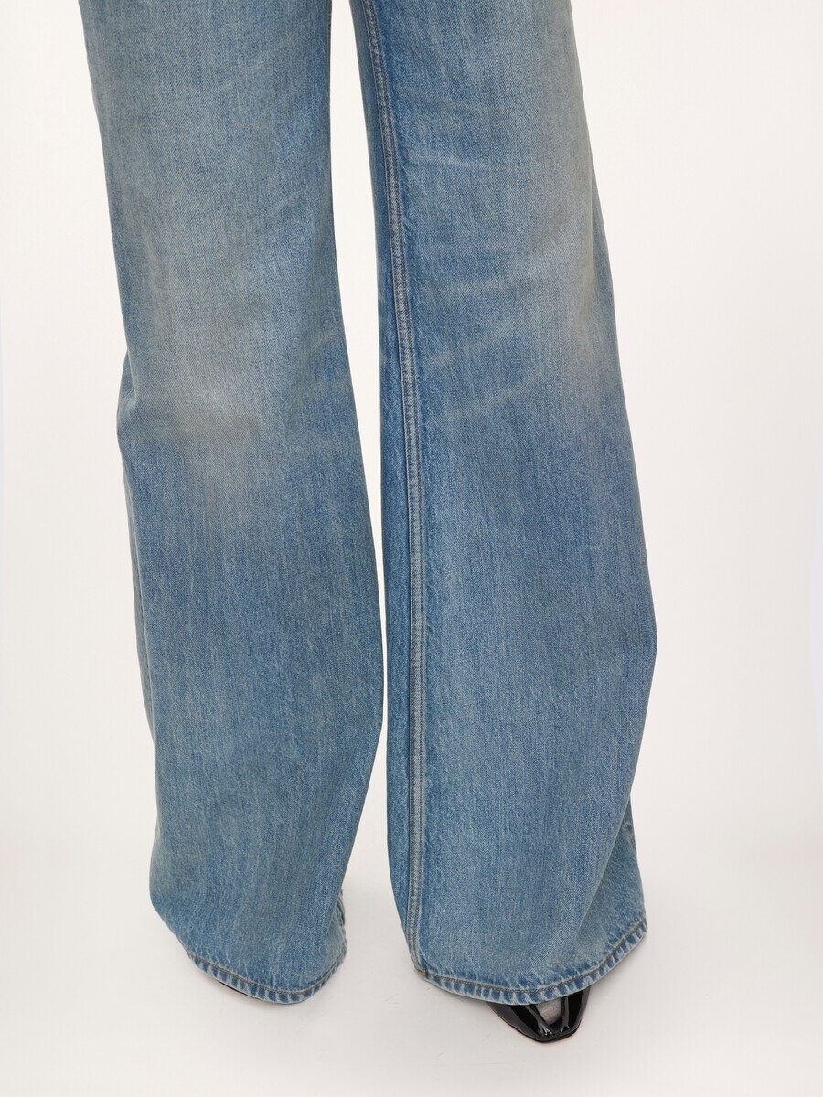 High-rise wide-leg jeans in denim - 7