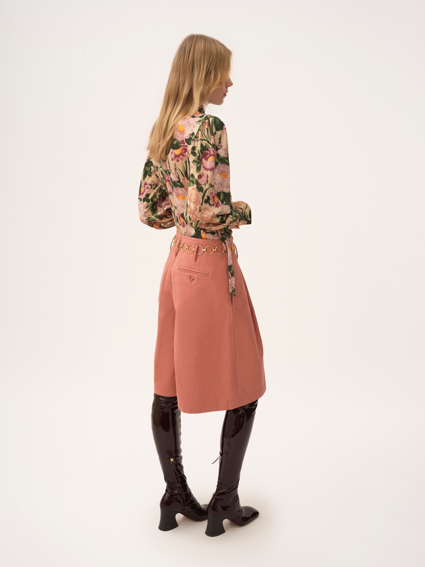 Pantalones cortos estilo bermuda de talle alto y pernera ancha de algodón - 6