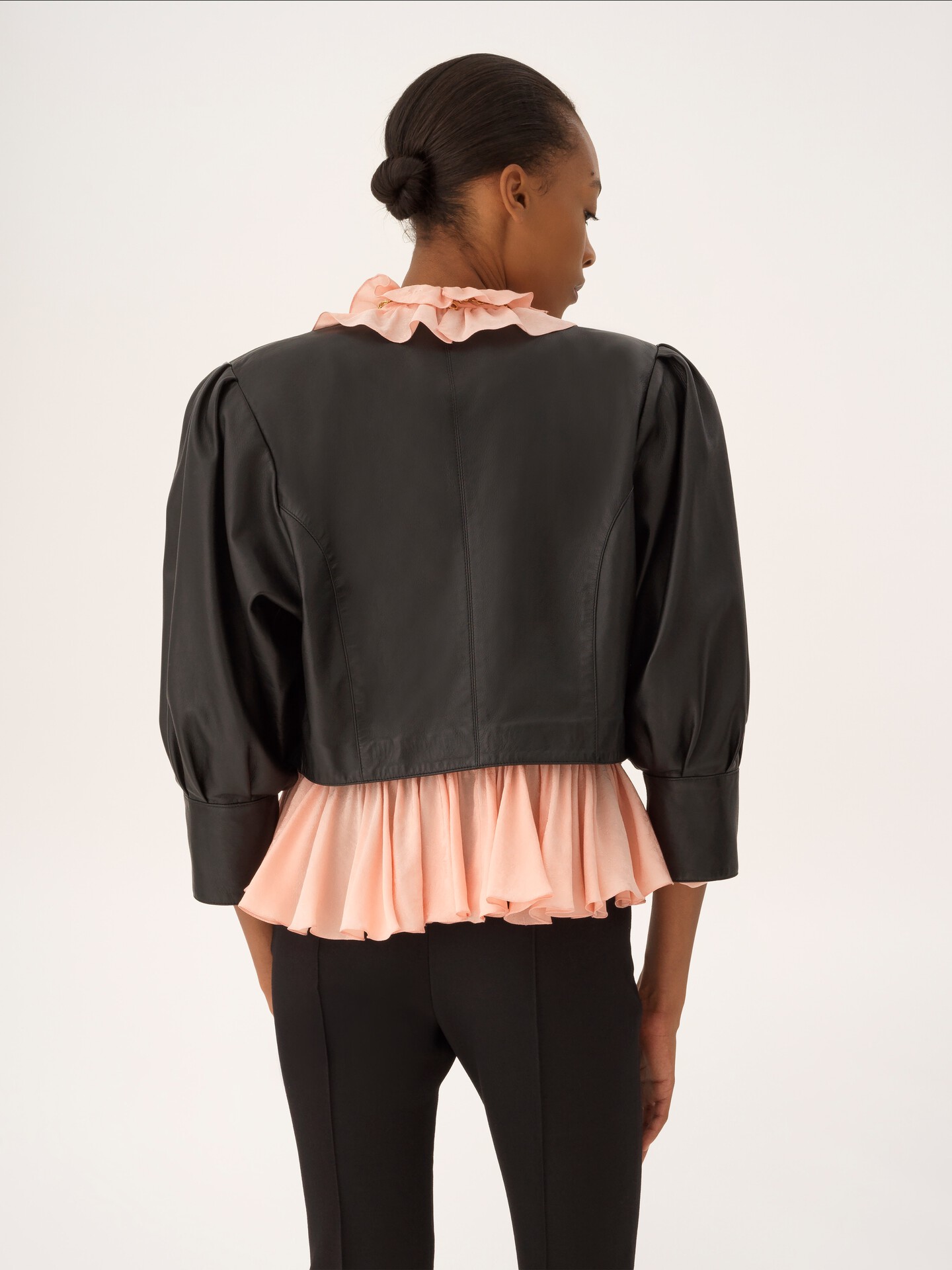 Drawstring ruffle top in jacquard silk - 5
