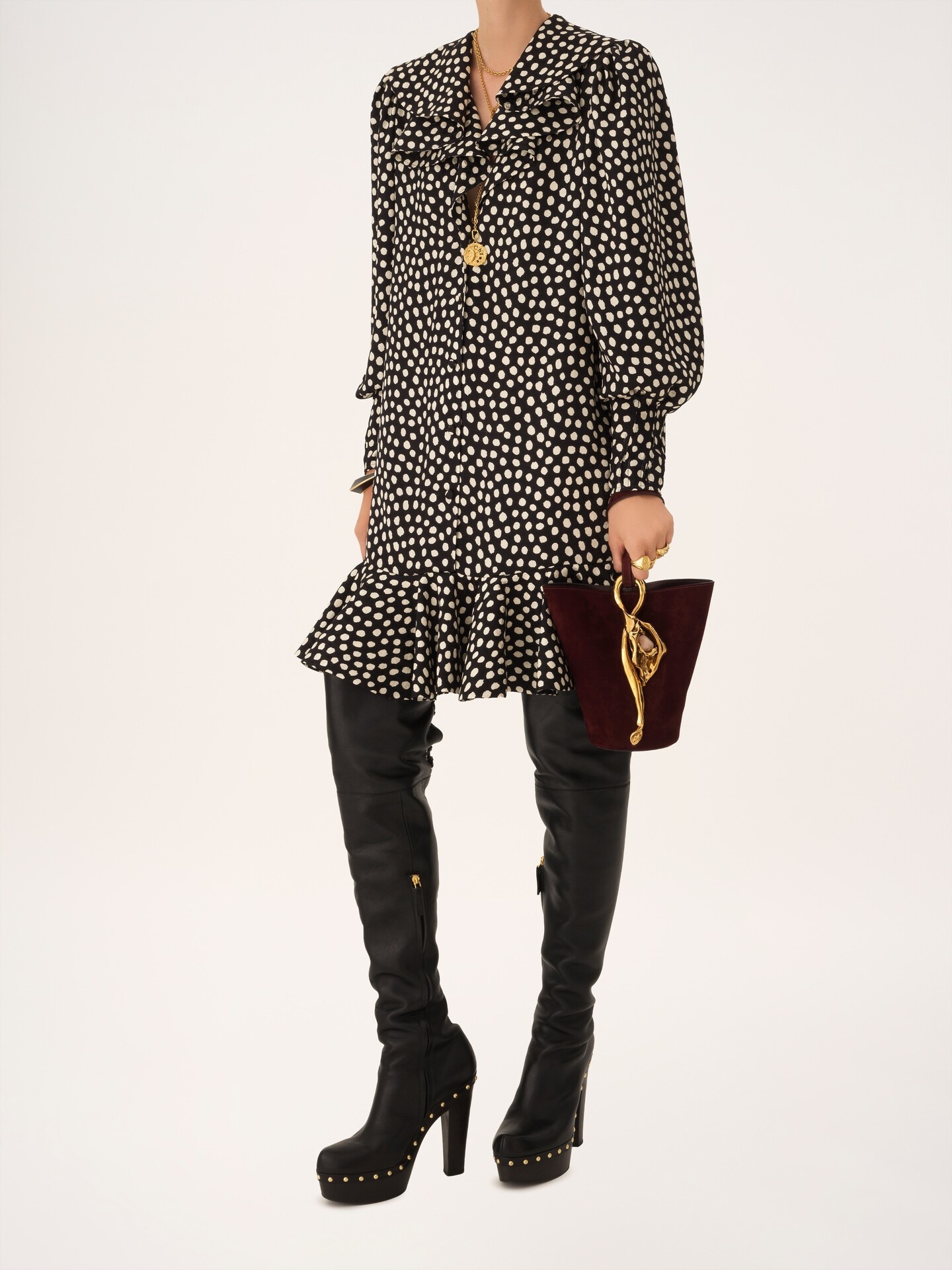 스웨이드 가죽 스몰 Eden Treasures 리스틀릿 버킷 백 - 8