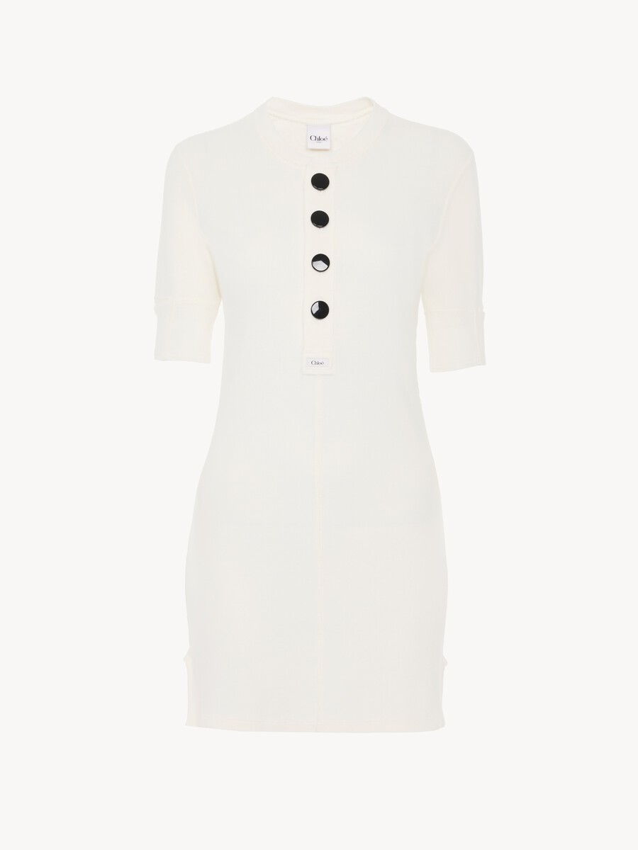 K&ouml;rpernahes Henley-Minikleid aus Baumwolljersey - 2