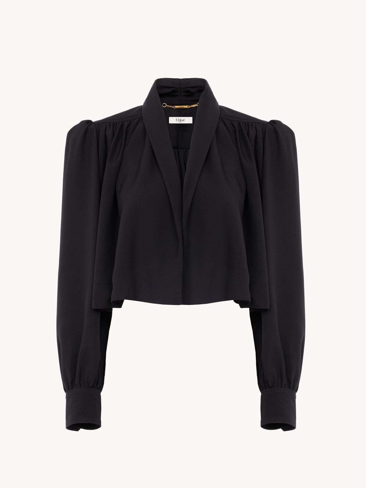 Gathered cropped jacket in washed viscose faille