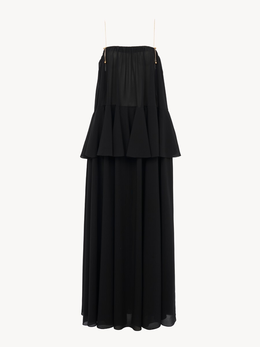 Sleeveless long dress in silk georgette - 2