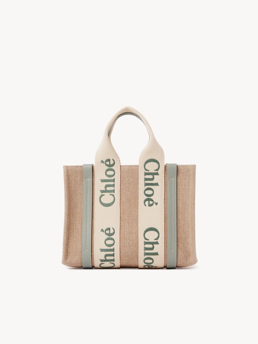 Small Woody tote bag in linen - 5