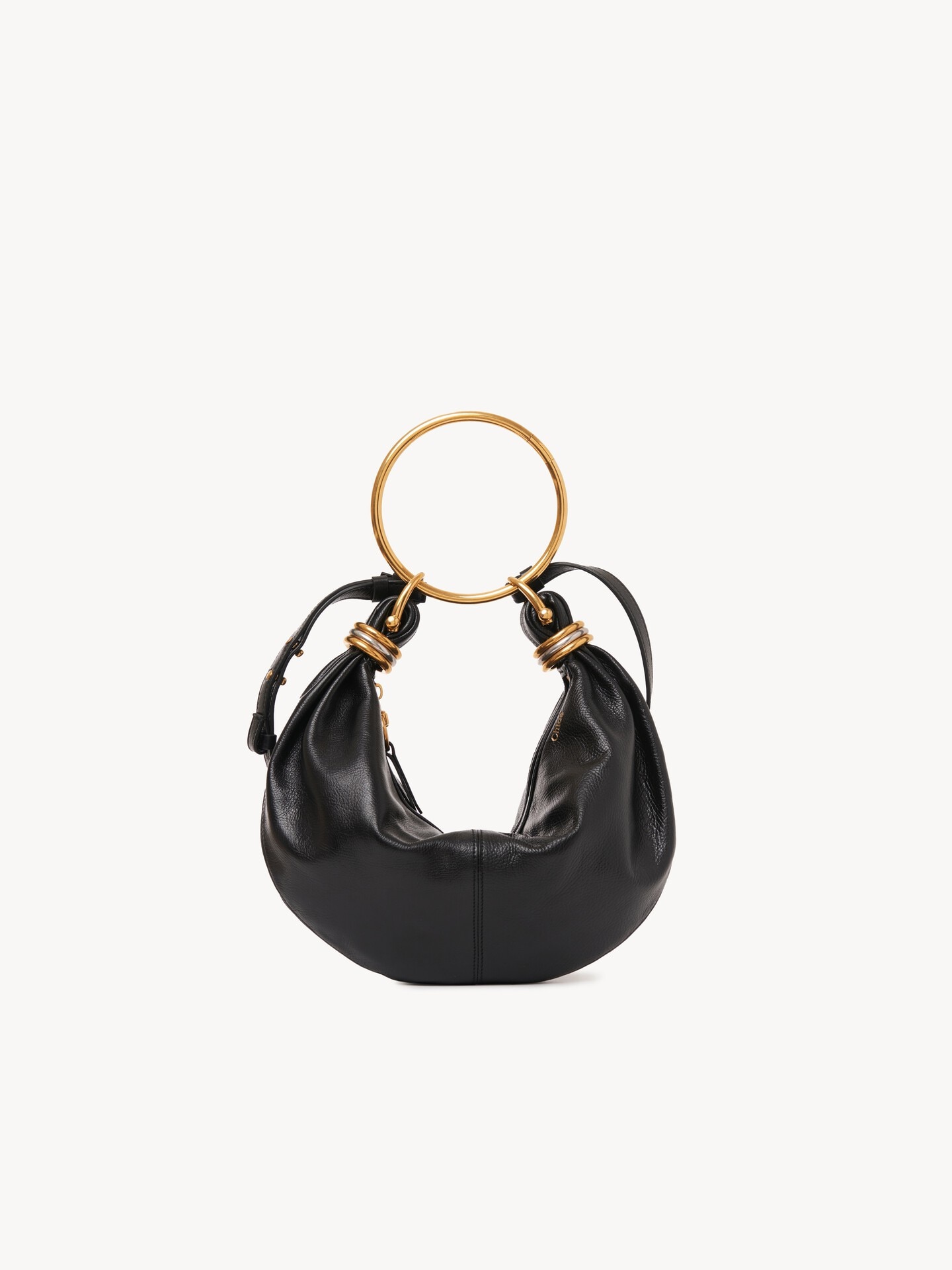 Small Bracelet Hobo bag in grained leather - 2
