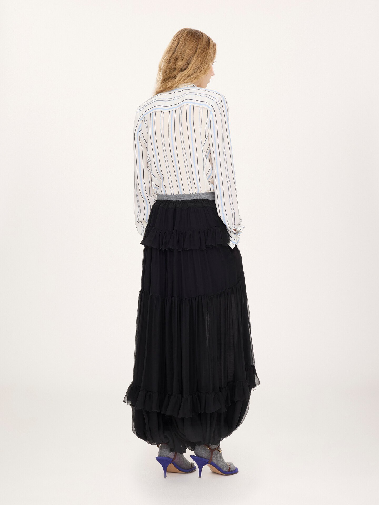 Fluid pleated pants in silk mousseline - 4.0