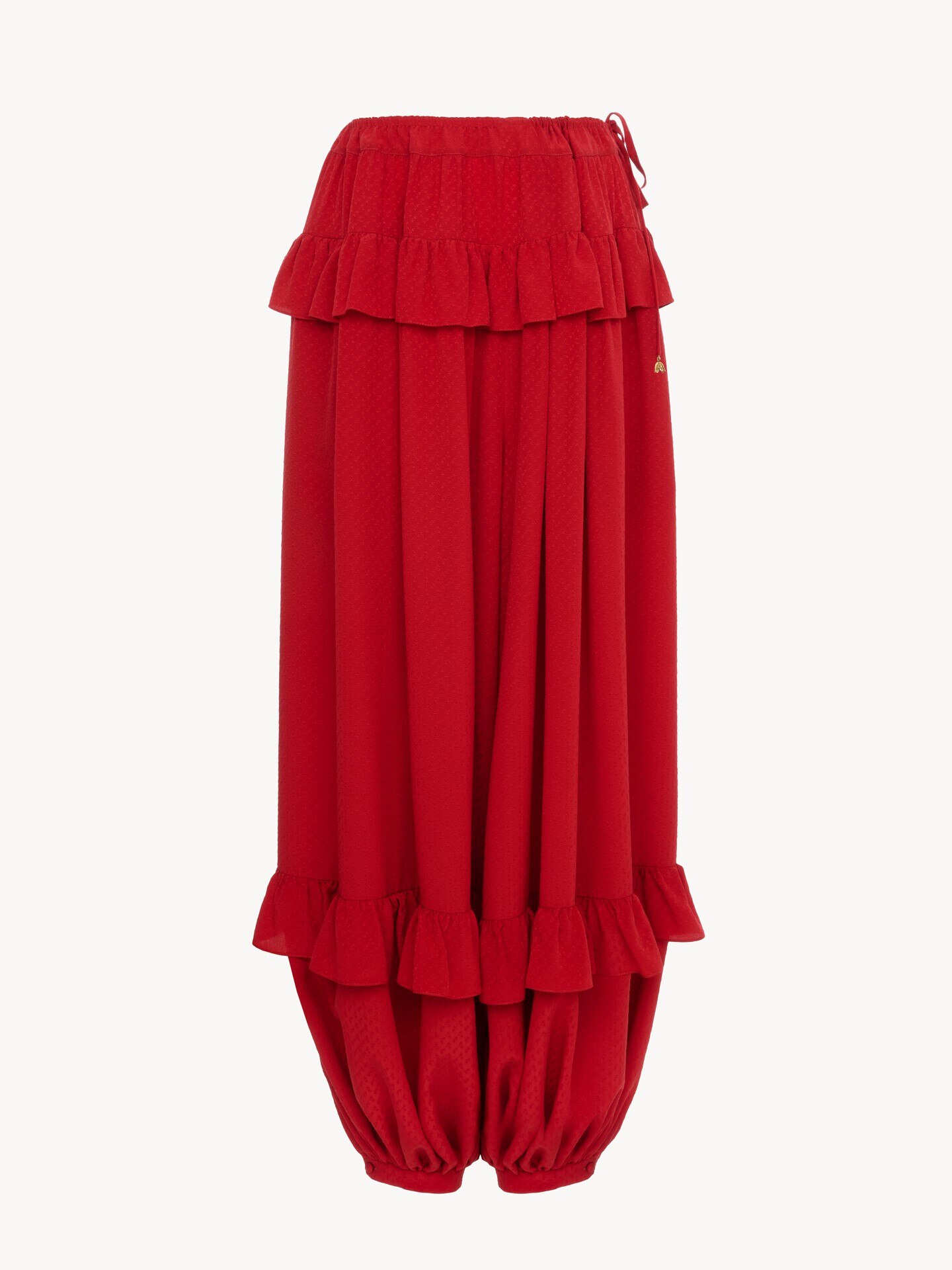 Fluid ruffled pants in silk jacquard - 2.0