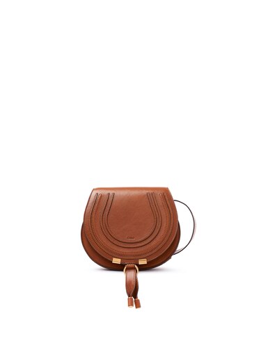 Borsa saddle Marcie piccola in pelle lucida Clay Brown - Chloé