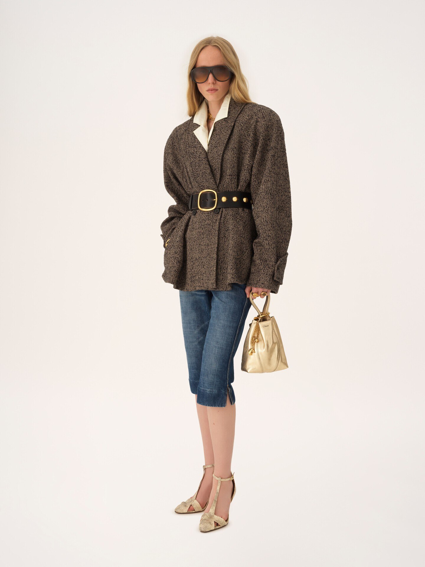 Bolso tote Chlo&eacute; Spin peque&ntilde;o de cuero metalizado con charms de caballo - 10