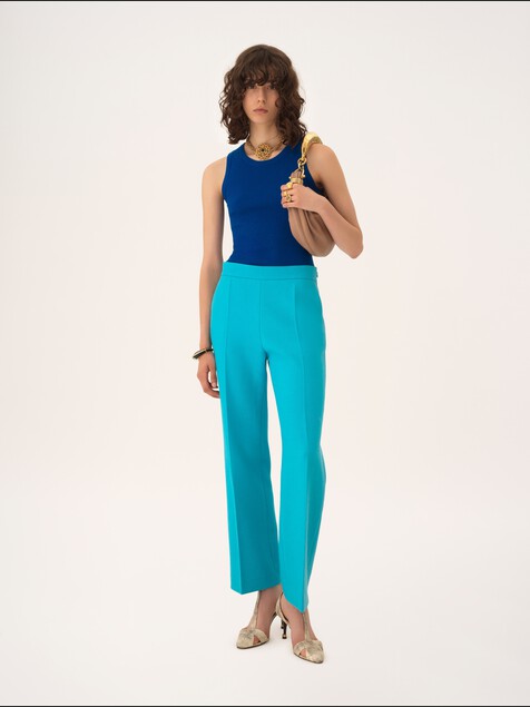 Top col rond sans manches en maille de laine