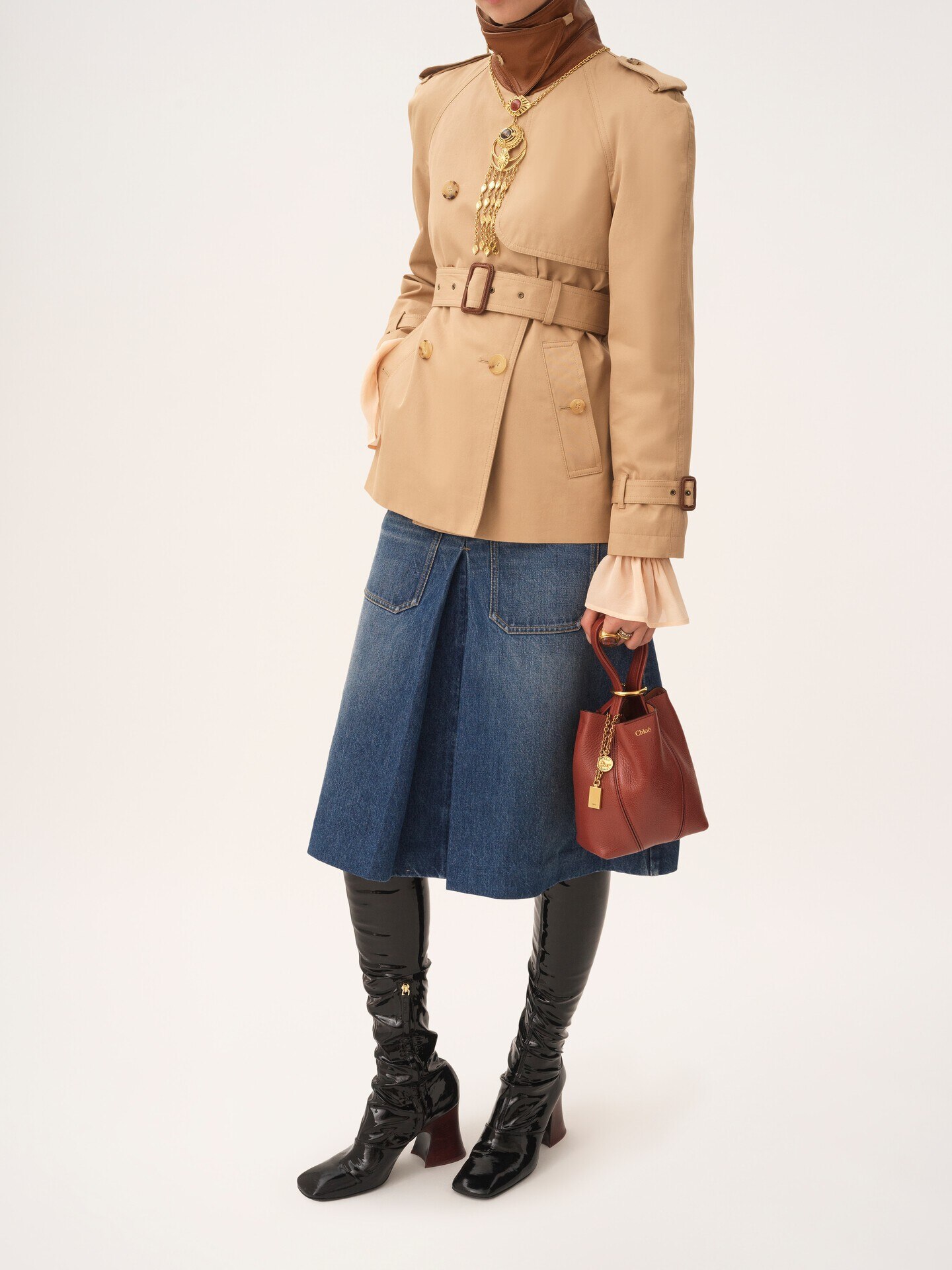 グレインレザー製Chloé Spinスモールトートバッグ ピンク - Chloé