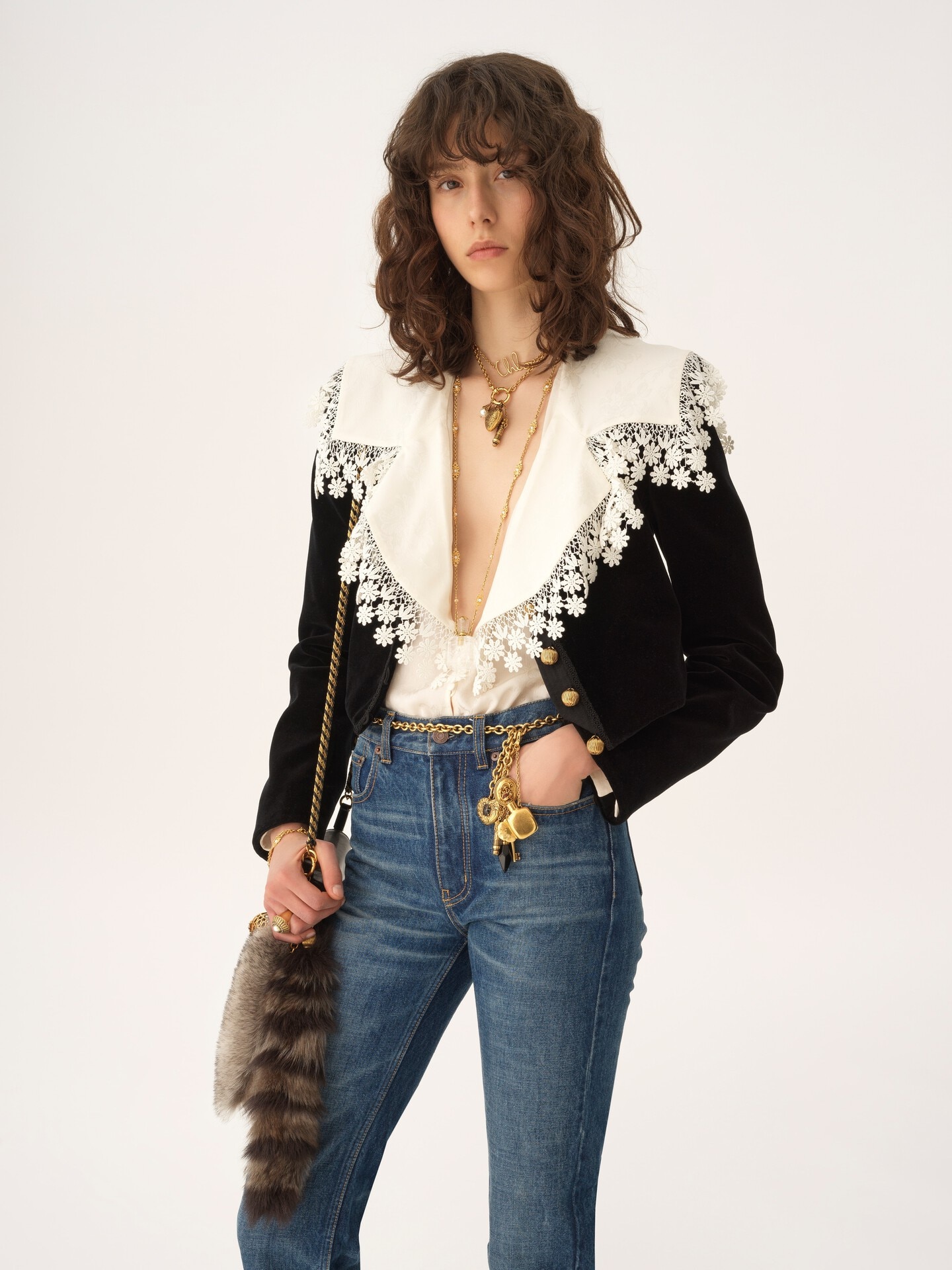 Cropped Spencer jacket in velvet - 3