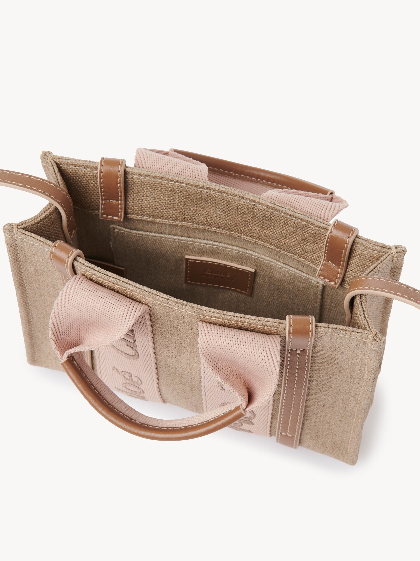 Mini Woody tote bag in linen - 6