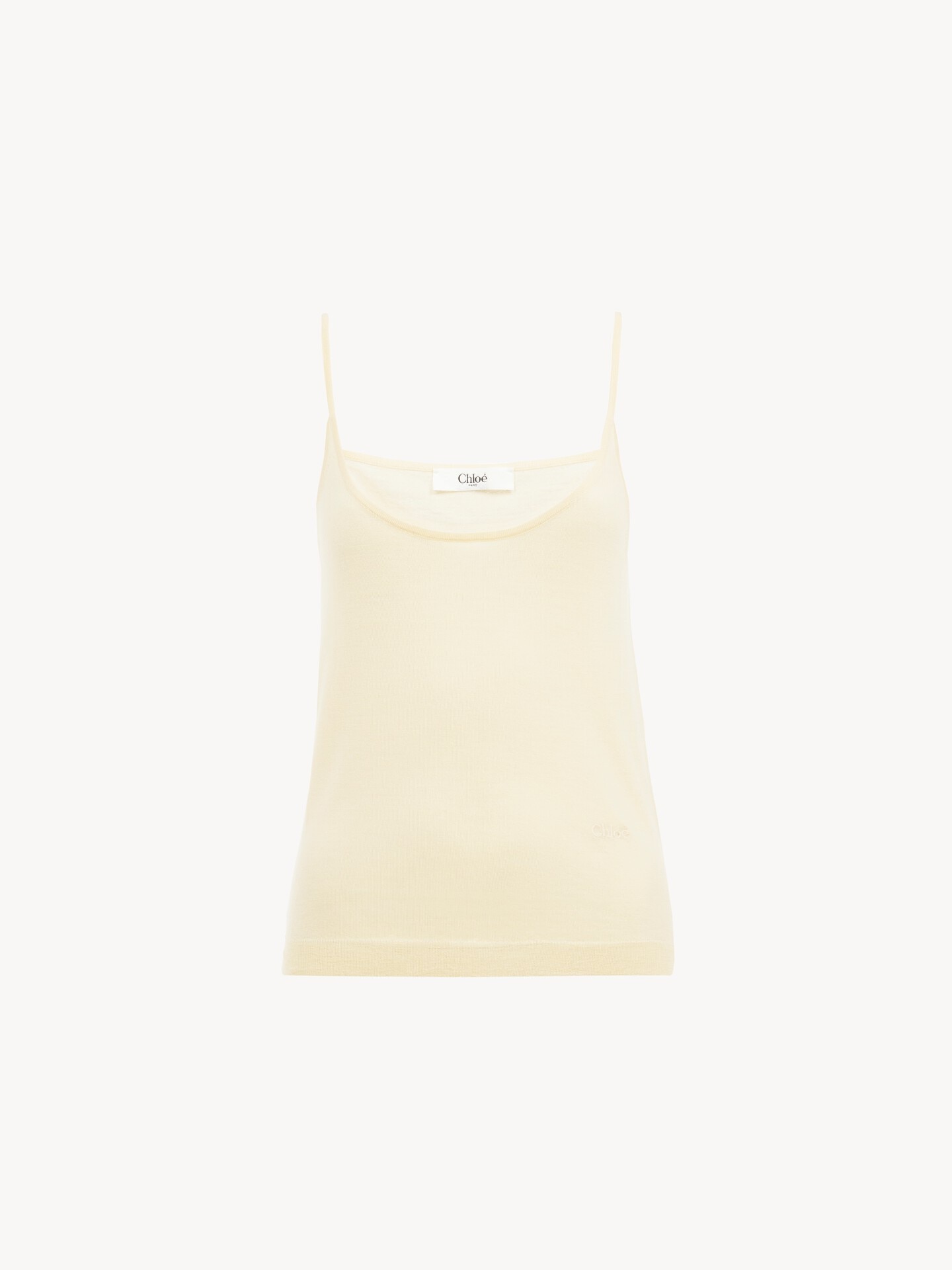 Thin-strap tank top in superfine wool knit  - 1