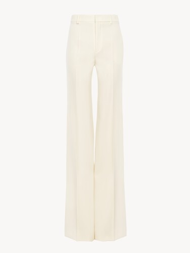 High-rise flared pants in wool grain de poudre - 2