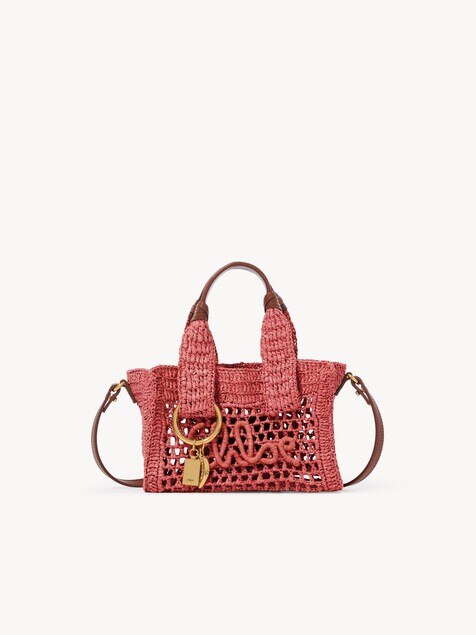 Mini Summer Banana east-west tote bag in raffia