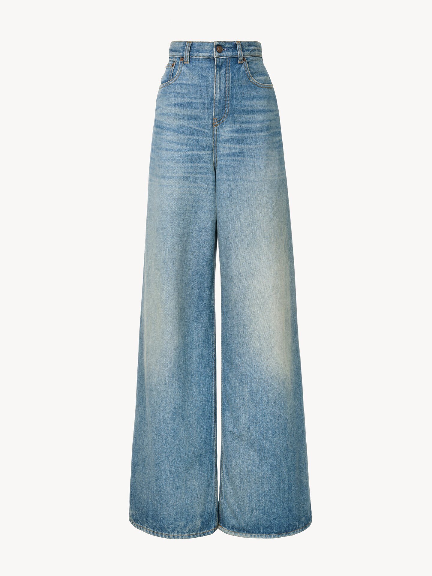 Hochtaillierte Denim-Jeans mit weitem Bein - 2