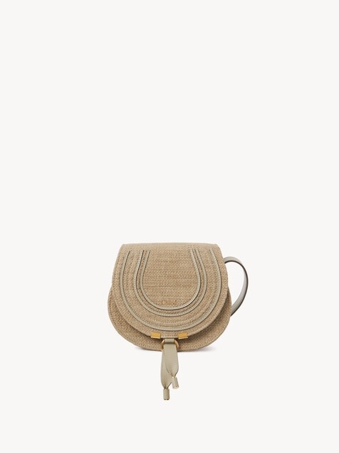 Small Marcie saddle bag in raffia-effect fibers