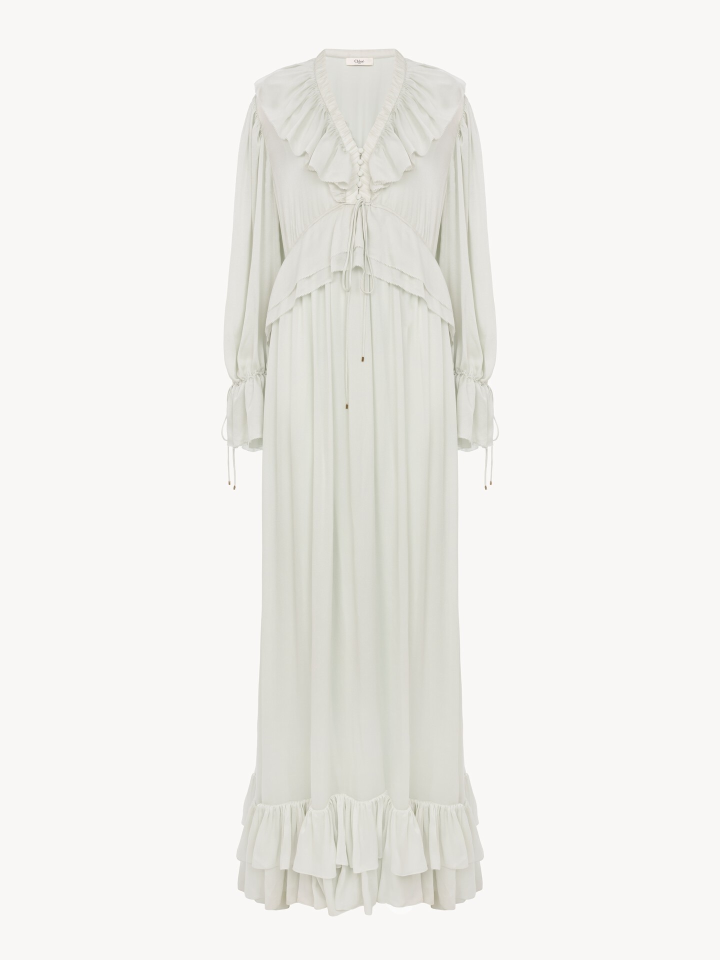 Long gathered dress in silk charmeuse - 1