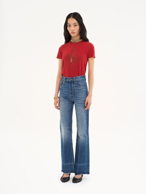 High-rise bootcut jeans in denim