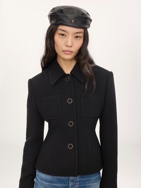 Veste blazer ajust&eacute;e en laine bouclette