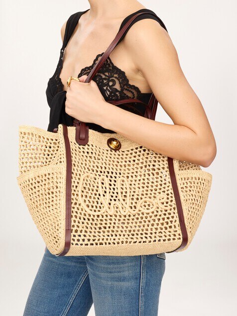 Chlo&eacute; Iconic double carry bag in raffia