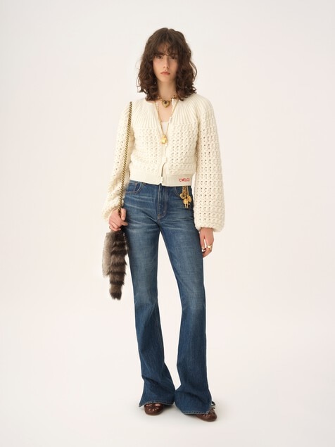 Cardigan col rond en maille de laine et cachemire