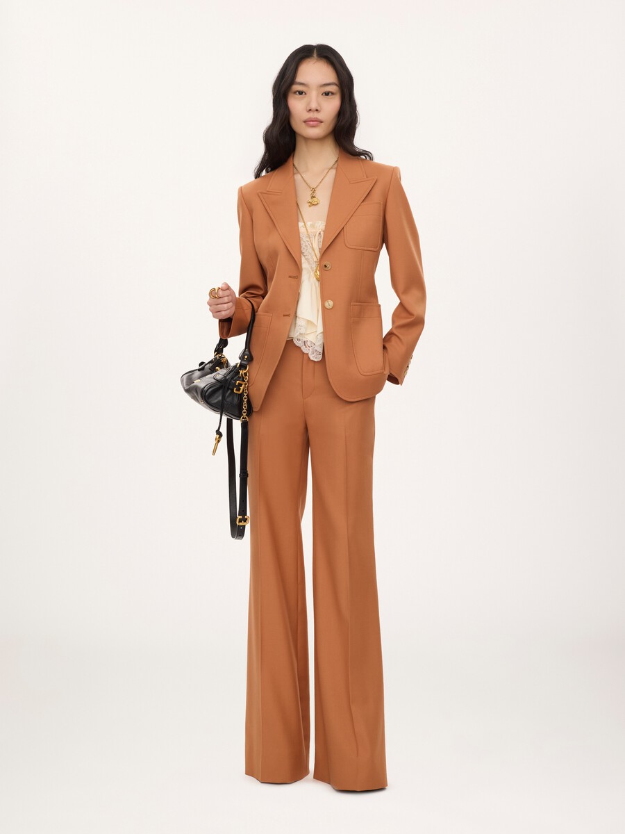 High-rise flared trousers in wool gabardine - 3