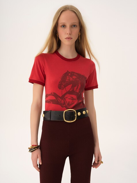 T-Shirt aus Chin&eacute;-Jersey in Baby-Fit-Passform mit Logo