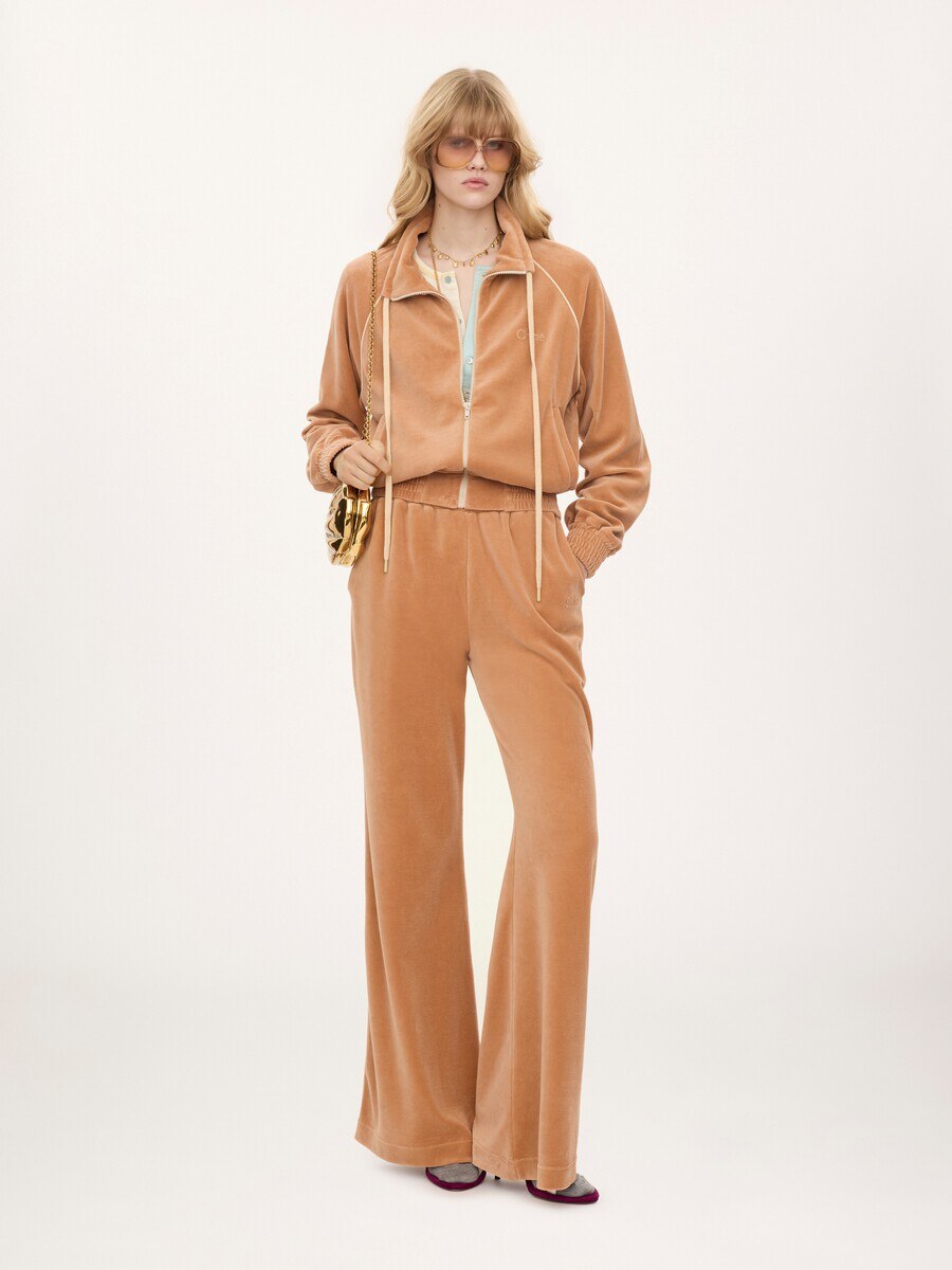 Wide-leg tracksuit pants in velvet - 3